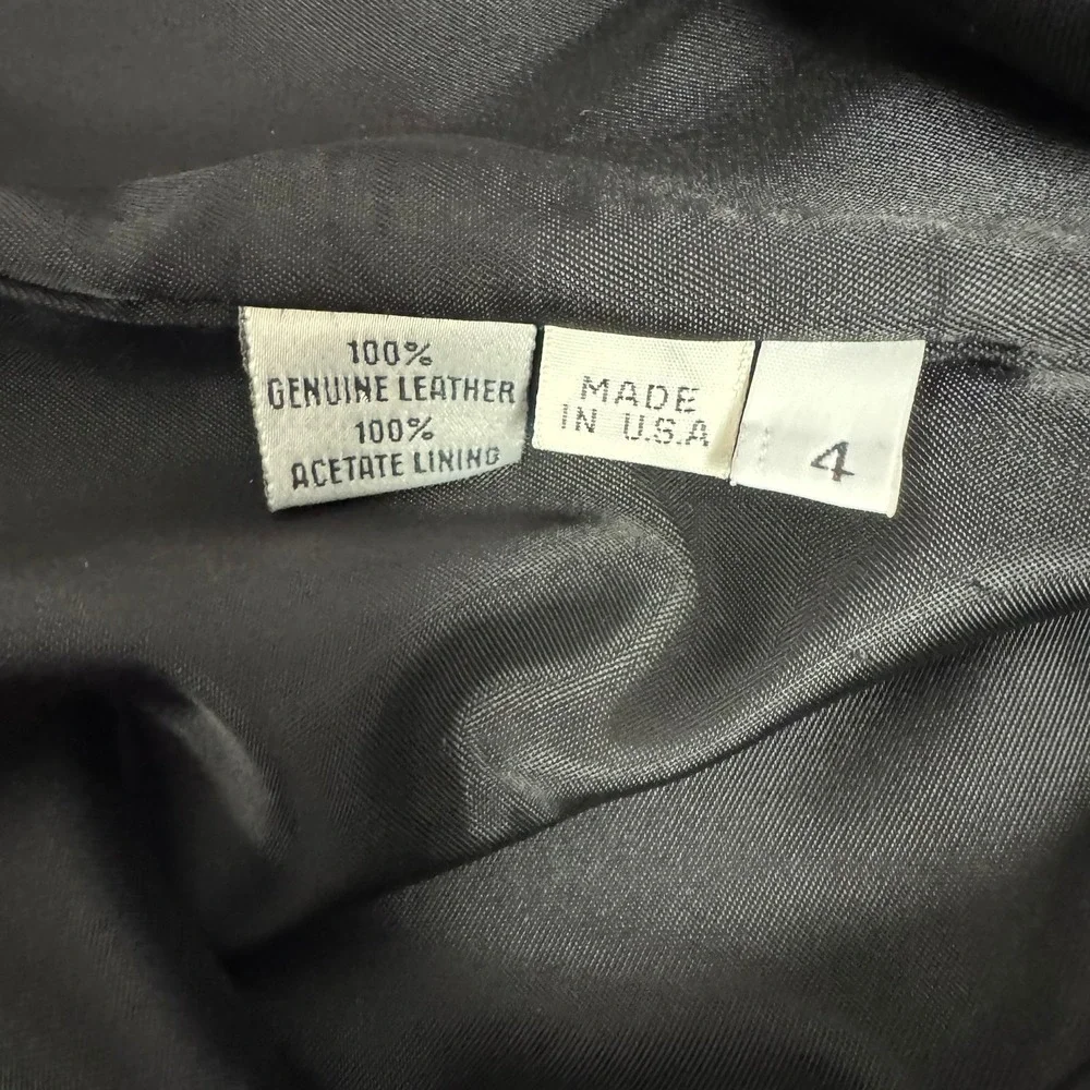 VTG 90s Genuine Leather Mini Pencil Skirt‎ Black Size 0 La Nouvelle Renaissance